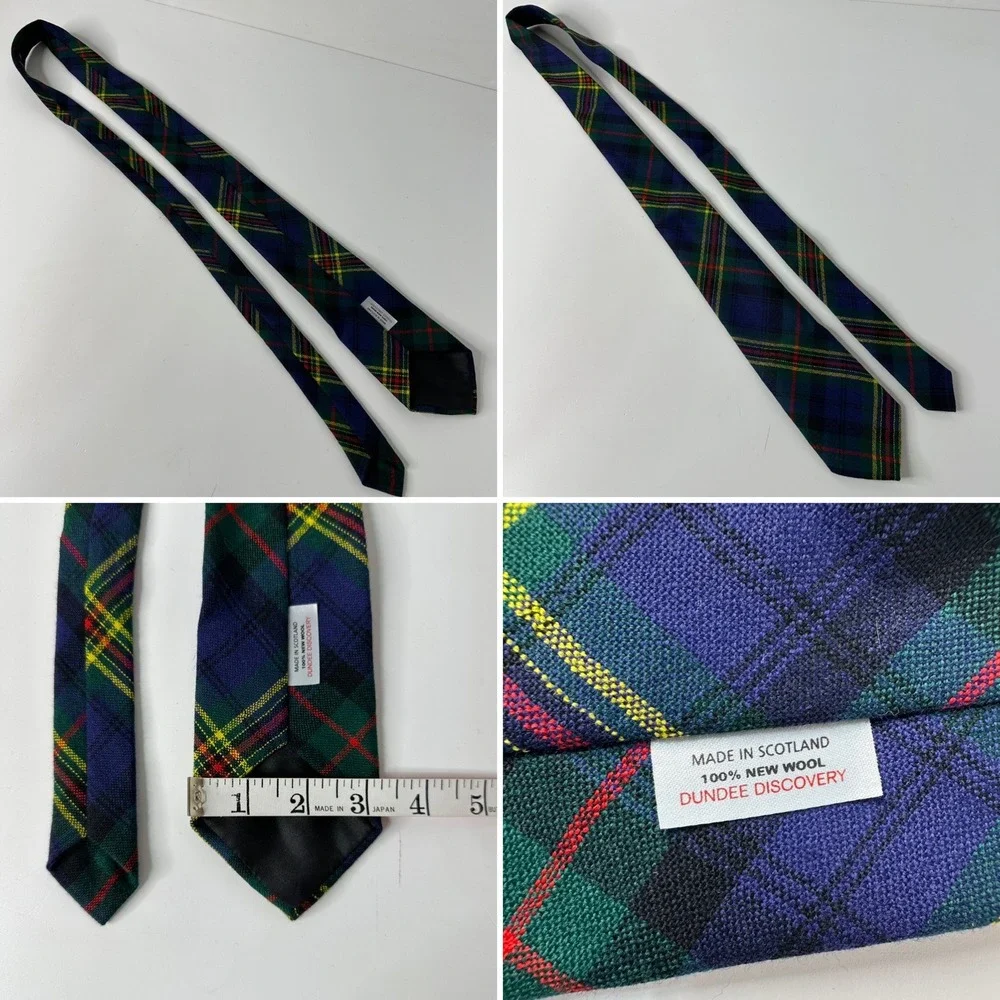 4 Vintage Mens Wool Neck Ties Stafford Equus Lands End Dundee Discovery Mohair